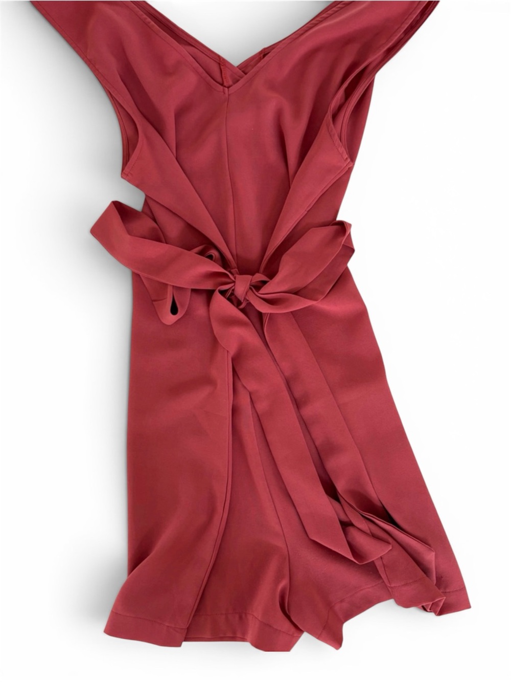 Deep Red Button-Front Romper - Picture 2 of 2